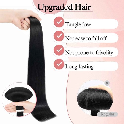 SEGO Double-Stitched Tape in Hair Extensions Human Hair Invisible Tape in Hair Extensions Long Straight Tape Hair Extensions for Women,18 inch,#60 Platinum Blonde,10pcs 25g