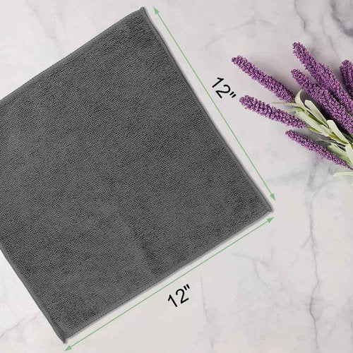 UNIMADE Washcloths Bulk - 100 Pack - Face Towels (12" x 12"), Highly Soft Wash Cloths and Hand Towels, Fast Drying Multi-Purpose Microfiber Cleansing Cloths for Bathroom, Hotel, Spa, and Salon - Grey