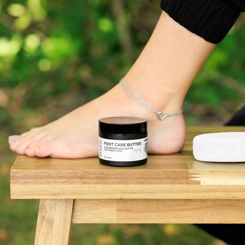 Ora's Amazing Herbal Foot Care Butter, Heel Balm, Foot Balm, Repair Cream for Dry Cracked Heels & Feet, Lavender, Tea Tree & Peppermint, 100% Recycled Plastic Jar, 2 oz