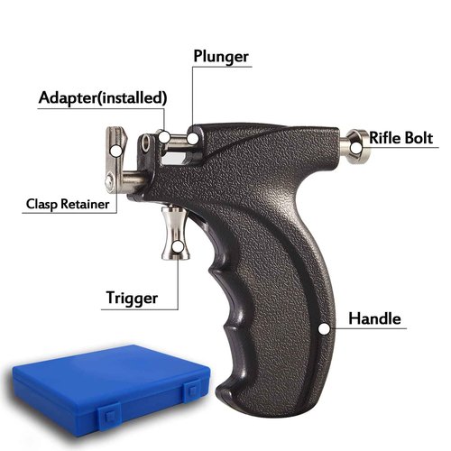 EOKOW Ear Piercing Kit Professional Reusable Self Peircings Gun Tools With Silver Earrings Set Stainless Steel Studs For All Body Lip Nose Salon Home Use