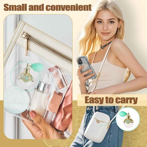 Joyeee Small Vintage Perfume Bottle, 1 Pack 50ml Glass Empty Drop Refillable Atomizer, Retro Empty Refillable Essential Oils Glass Flacon Diffuser for Women Girls Mum Birthday Gift