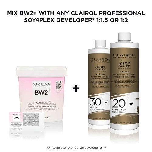 Clairol Professional BW2+ Dedusted Extra Strength Powder Lightener for Hair Highlights, 16 oz.