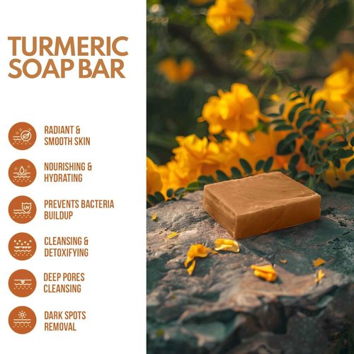 Simret Beauty Turmeric Soap Bar - Natural Face & Body Cleanser with Turmeric & Charcoal for Acne, Dark Spots, and Skin Brightening, Organic, Cruelty-Free, Sulfate-Free, 4.2 oz