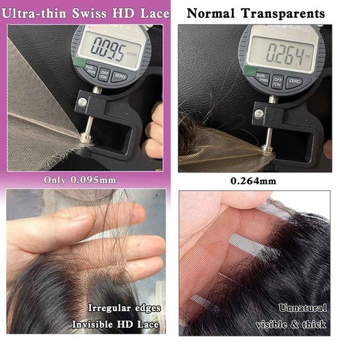 Mnador 2x6 SKINLIKE Real HD Lace Closure Deep Parting Straight Human Hair 0.095mm Ultra-thin hd lace Closure Tiny knots Brazilian Virgin Human Hair Closure pre plucked with Natural Hairline, 14inch