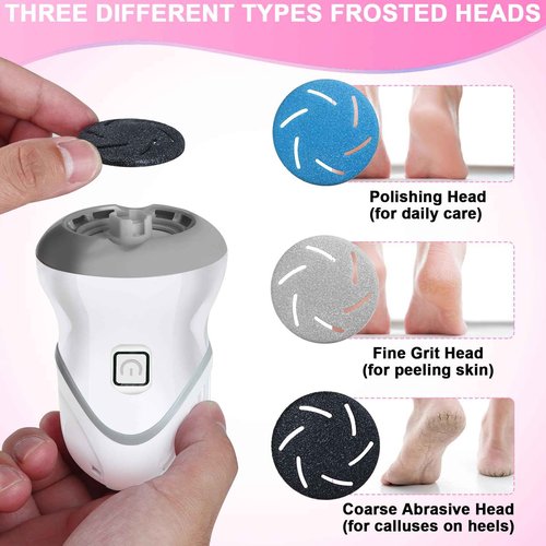 Electric Foot File for Dead Skin Removal, Featuring a Dander Vacuum Foot Scrubber with 2 Speeds and 3 Grinding Heads, Callus Remover Kit for Cracked Skin and Calluses