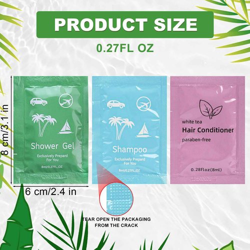 Body Wash Shampoo Conditioner Set Travel 0.28fl Oz,Travel Size Shower Gel Set,Shampoo and Conditioner Travel Bulk,Hotel Supplies Bulk Hygiene Kits for Homeless Guests Hotel (50)