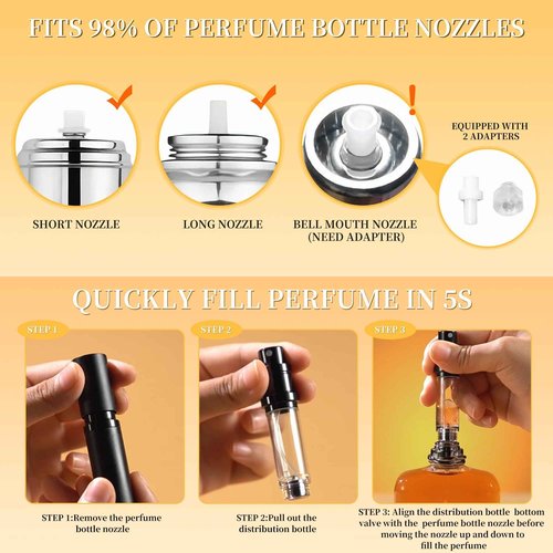 ACMYCH 2PCS Perfume Travel Refillable Bottle, Bottom-Filling Fragrances Perfume Atomizer, Empty Mini Cologne Dispenser, Portable Sprayer Pocket Size for On the Go 5ml (Black & Dark Blue)