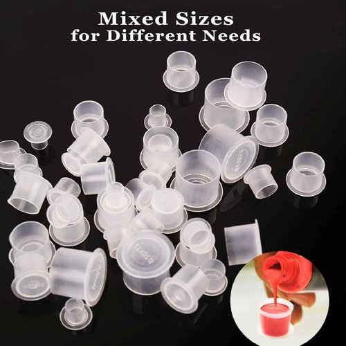Tattoo Ink Caps - SOTICA 1000pcs Tattoo Ink Cups with Base Mixed Size #11 Small #14 Medium #17 Large Plastic Tattoo Caps for Ink Tattoo Supplies (1000pcs Mixed)