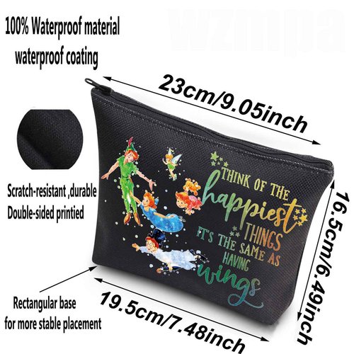 WZMPA Cartoon Movie Cosmetic Bag Fairytale Fans Gift Think Of The Happiest Things It's The Same As Having Wings Makeup Zipper Pouch Bag Cartoon Merchandise (Happiest Things-BL)