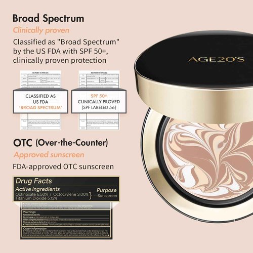 AGE20'S Signature Essence Pact SPF 50+ | Pack of 2 | 23 Medium Beige | Cream Foundation, Dewy Finish, Natural Coverage | Korean Cushion Foundation