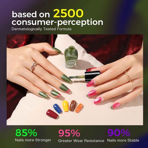 Morovan Dark Nail Polish Set: Glitter Green Dark Red Black Hot Pink Brown Shimmer Fingernail Polish Kit Air Quick Dry Nail Pack Winter Christmas Nail Art Manicure Gift Holiday Party for Women Girls