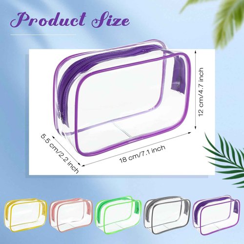 Reginary 25 Pcs Clear Makeup Bags Bulk Cosmetic Bags with Zipper Travel Toiletry Bags Waterproof Portable Transparent Zippered Pouches for Women Men Travel Bathroom Business (Bright Color)