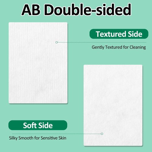 Heigble 10 Pack 500 Pcs Extra Large Cotton Cleansing Pads, 3.5 x 4.5'' Cotton Pad, Ultra Soft Large Facial Cleansing Square Bulk for Face Daily Skin Care Toner Makeup Remover, 50 White Square Per Bag