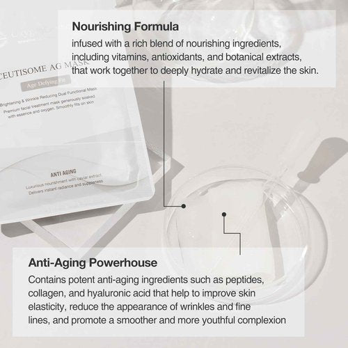 OxygenCeuticals Ceutisome AG Mask – Premium Anti-Aging Caviar Sheet Mask with Adenosine & Sodium Hyaluronate, Brightening & Wrinkle Care, Non-Irritating Hydrating Face Mask (6 Sheets/1 Box)