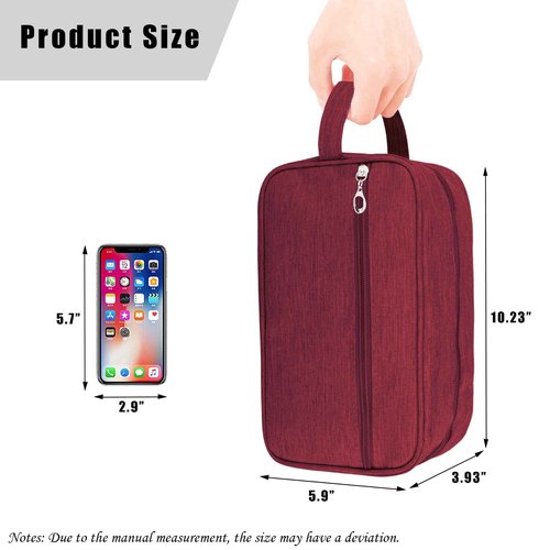 Ebbniur Toiletry Bag, Large Capacity Travel Bag for Toiletries, Waterproof Oxford Fabric Toiletry Organizer for Travel, Business Trips and Daily Use, Travel Essentials for Men or Women (Burgundy)