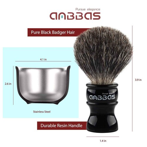 Anbbas Badger Hair Shaving Brush,Stand,Lathering Bowl,3.5oz Soap,Straight Razor with Bag and Razor Strop,7in1 Kit for Men Wet Shave