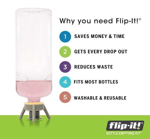 Flip-It! Bottle Emptying Kit - Flip Bottle Upside Down To Get Every Drop Out Extra adapters included to fit Nivea, Eucerin, and Aquaphor bottles. (6 Pack, Pastel Color Edition)