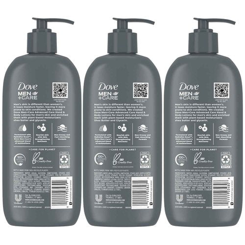 Dove Hand & Body Lotion, Men+Care Variety Pack – Rough Dry Skin Comfort with Shea Butter, Sensitive Skin Comfort with Aloe Vera, Everyday Skin Comfort with Jojoba Oil, 13.5 Oz Ea (3 Piece Set)