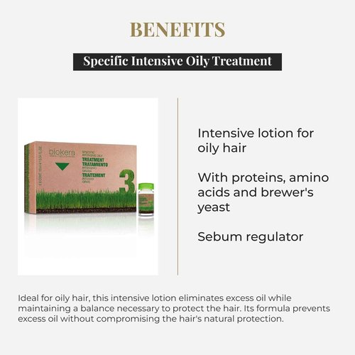 SALERM - Oily Hair Treatment - Intensive Grease Treatment Biokera Natura - 6 x 10 ml - Intensive Lotion for Oily Hair - with Proteins, Amino Acids, and Beer Yeast - Sebum Regulating