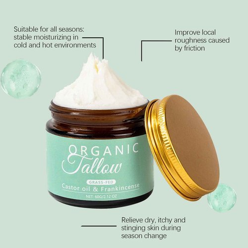 Maidlure Grass-fed Beef Tallow with Frankincense Oil & Castor oil, Organic Tallow and Manuka Honey Face Moisturizer for Skin, Hydrating & Nourishing Balm for Sensitive Skin (1)