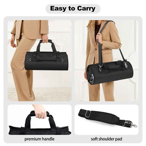 Hair Tools Travel Bag, Roll Up Tool Bag Organizer for Hair Stuff, Hairstylist Traveling Bag with 8 Detachable Zipper Pouch, Professional Cosmetology Bag for Hairdresser Barber, Heat Resistant Lining
