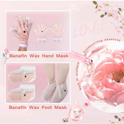 2 Pairs Paraffin Wax Gloves & Socks Set for Hands Feet - Autumn Winter Intensive Moisturizing Therapy, at-Home Spa Skin Healing & Softening Mask, Rose Scented, Dry Cracked Skin Care