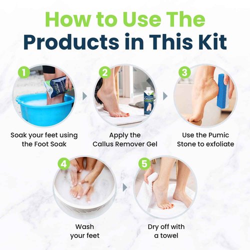 Tea Tree Foot Soak & Callus Remover Gel Kit - Extra Strength Callus Remover Gel & Foot Soak With Epsom Salts For Calluses, Dry Cracked Heels, Toenail - Pedicure for Tired Feet