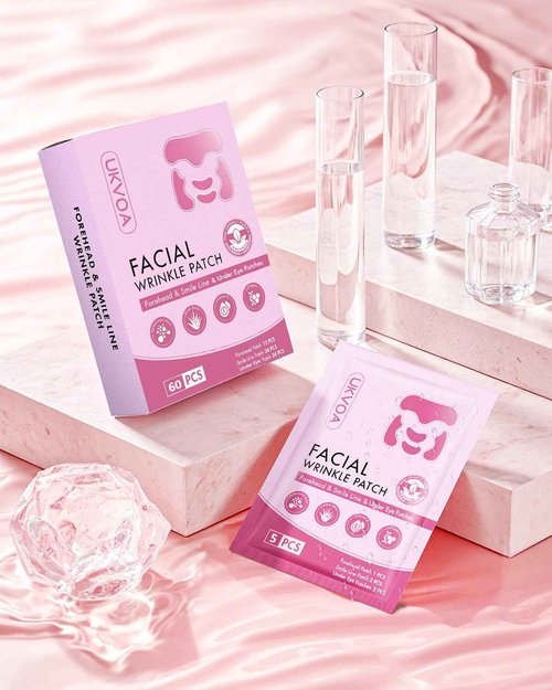 UKVOA Forehead Wrinkle Patches & Smile Line Patches & Under Eye Patches, Overnight Facial Wrinkle Treatment with Hyaluronic Acid, Aloe, Collagen & Vitamin E to Lift Smile Lines for Women 60pcs