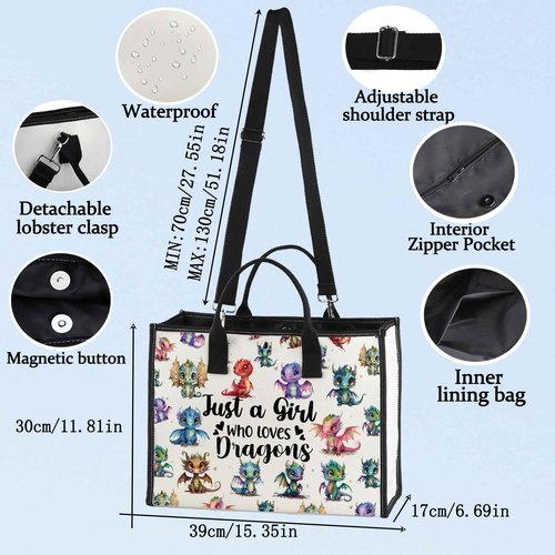 LEVLO Funny Dragon Cosmetic Make up Bag Animal Lover Gifts Just A Girl Who Loves Dragons Makeup Zipper Pouch Bag Dragons Lover Gift (Loves Dragons Bag) (Dragons New LT)