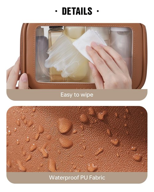EACHY Clear Makeup Bag Cosmetic Organizer, Waterproof Travel Cosmetic Case with Zipper for Women, Transparent Toiletry and Skincare Pouch, Portable Car or Purse Bag for Travel Essentials
