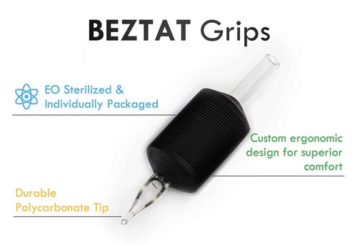 BEZTAT 25mm (1" Inch) Ultra Premium Clear Disposable Tubes w/Black Soft Silicone Grip- 25 Pack, Round Tip (5RT)