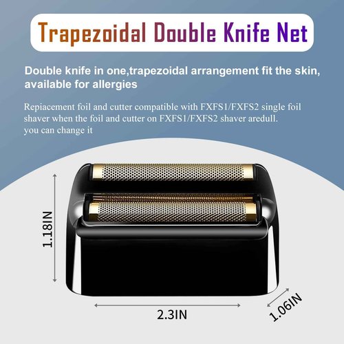 2Pack Shaver Replacement Foil and Cutters compatible with BaBylissPRO Double FXFS2 Metal shaver foil replacement (Black-2PCS)