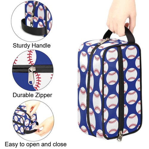 Baseball Blue Travel Toiletry Bag for Boys Men, Waterproof Hanging Dopp Kit for Women, Shaving Bag with Large Capacity for Travel,Sports Shower
