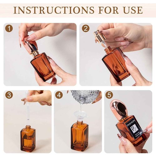 Yebeauty Perfume Bottles Empty, 3pcs 50ml Glass Perfume Bottles Refillable Fine Mist Spray for Perfume Cologne, Clear Amber Pink