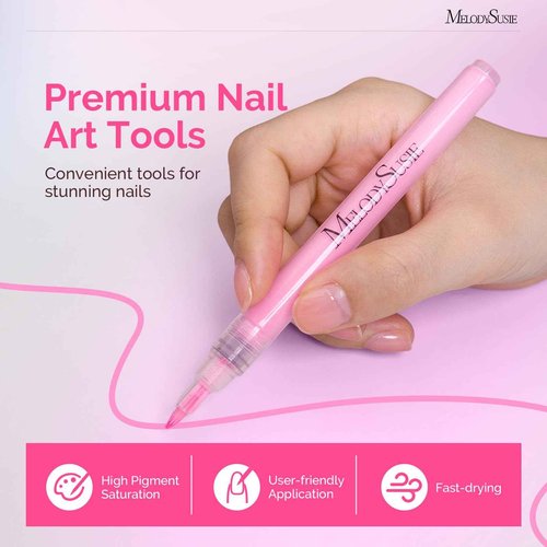 MelodySusie Nail Art Pens Set, 24 Colors 0.7MM Nail Polish Pens for Nail Art, Nail Dotting Tool, Drawing Pen for Nail Design, Manicure Nail Pens for Salon and DIY at Home