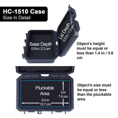 Lykus HC-1510 Mini Hard Case Dry Box with Foam Insert, Interior Size 5.91x3.35x1.46 inch, IP66 Splash-Proof