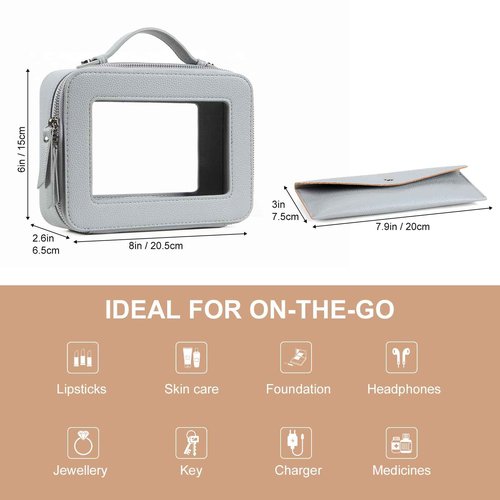EcoVision Clear Makeup Bag, Travel Cosmetic Accessory Bag, Toiletry Organizer Bags for Women, Portable Waterproof Zipper Cosmetic Bag with Transparent Window, Haze blue