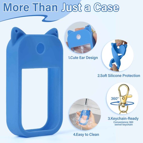 BestStone Silicone Case for Touchland Hand Sanitizer Spray 1FL OZ/30ml – Cute Pet Ear Design with Portable Keychain(Purple + Light Blue + Yellow)