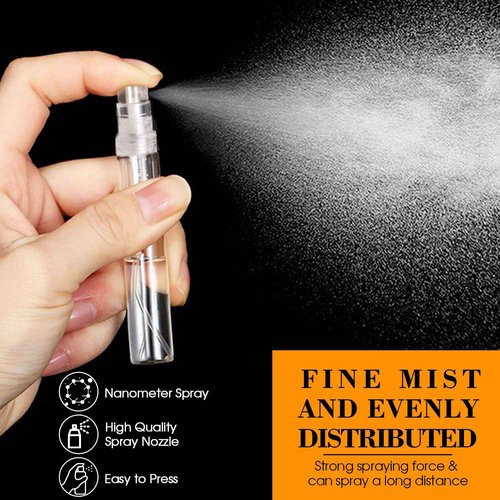 DupakSYS 60PCS 10ml Mini Spray Bottle, Portable Clear Plastic Spray Bottle, Empty Fine Mist Refillable Perfume Atomizer, Small Sample Containers for Cleaning, Travel, Essential Oils