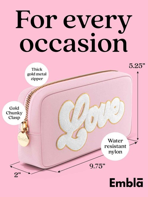 LOVE Valentine Makeup Bag Travel Cosmetics Pouch and Toiletry Bag, Nylon Zipper Pouch Purse, Cute Make Up Organizer Storage Tote for Women Girls, Travel Skincare Case, Small Makeup Bags, Flamingo