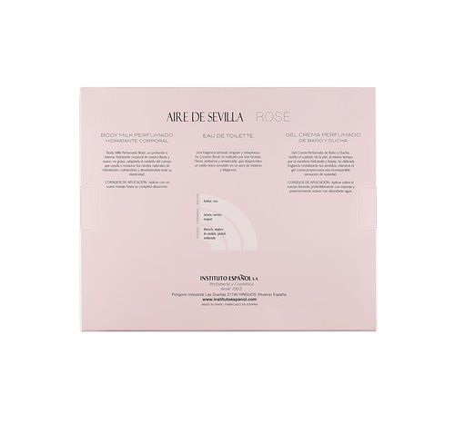Instituto Español Aire de Sevilla Rose Gift Set for Women – Travel Size Eau de Toilette, Body Gel & Body Lotion (100 ml / 3.4 fl oz Each)