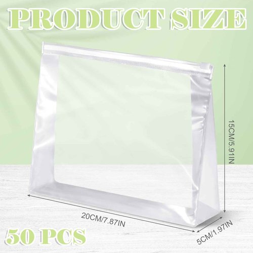 Xuniea 50 Pcs Mini Clear Makeup Bag Small Clear Zipper Pouch Travel Plastic Cosmetic Organizer Waterproof for Toiletries Swimsuit Bikini Bathing Suit(7.9'',Transparent)