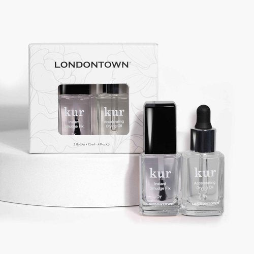 LONDONTOWN S.O.S. Salon Staples Set - Instant Smudge Fix, Accelerating Drying Oil, Smoothes and Fixes Manicures Ultra Fast Drying Set .40fl oz Each