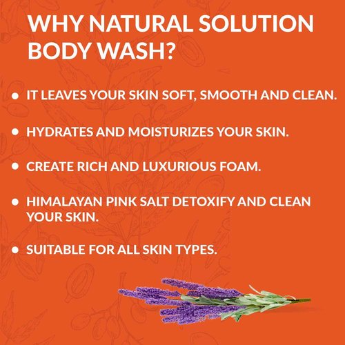 Natural Solution Body Wash, Made With Himalayan Pink Salt & Organic Lavender Oil, Purifying and Transforms The Even Driest Skin in Just One Shower, 17 fl oz (6 Count)
