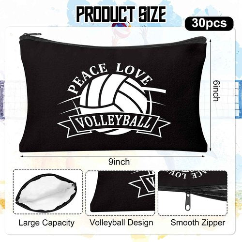 HSDSH 30Pcs Volleyball Makeup Bag Volleyball Cosmetic Bags Gift Accessories Canvas Travel Toiletry Pouch Birthday Christmas Gifts for Women Players Lover