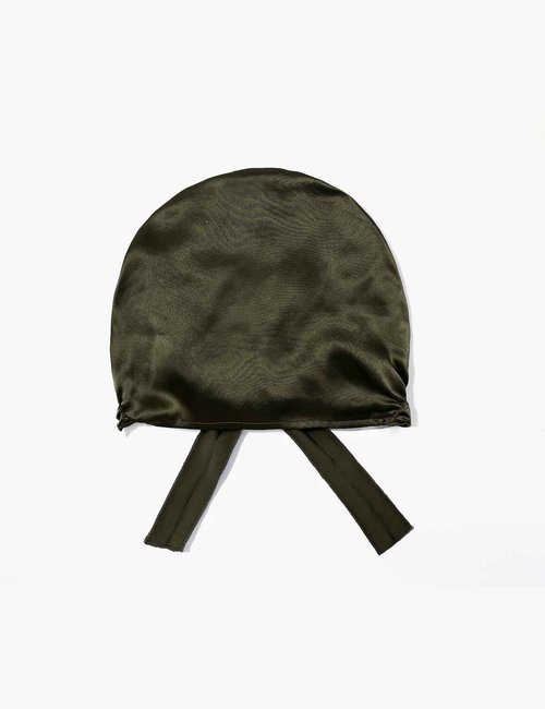 LilySilk Silk Bonnet for Sleeping Womens Sleep Cap 100% 19MM Mulberry Silk for Long Curly Hair Adjustable Stretchy Olive Green