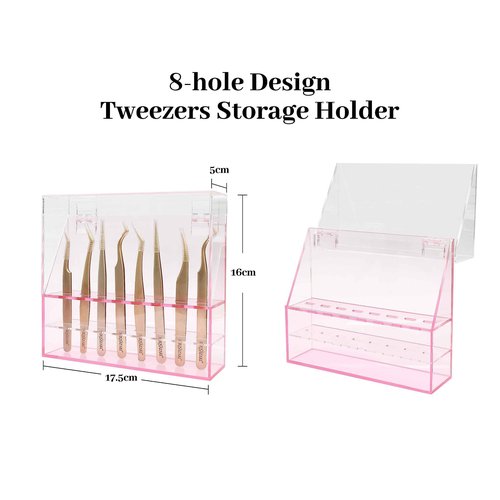 XIUSUZAKI Tweezers Storage Box 8 Holes Holder Lash Tweezers Storage for Eyelash Extensions Eyelash Professional(White,Only the Box)