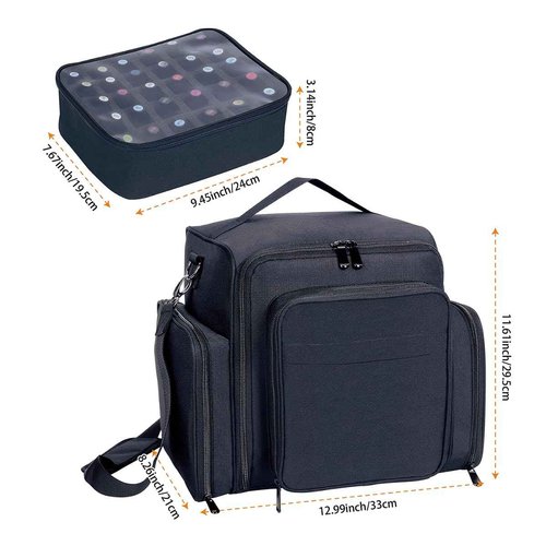 UOZL Nail Polish Organizer Case Holds 60 Bottles Portable Travel Storage Box with 2 Detachable Bags, Designed for Women's Nail Tools, Essential Oils and Cosmetics Sets Black