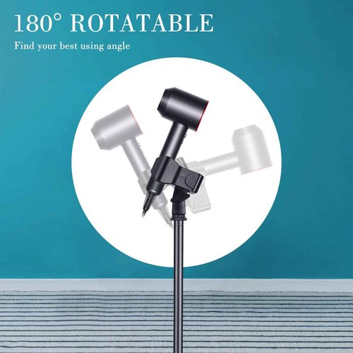 TAYUQEE Hands Free Hair Dryer Stand Holder - 59in Adjustable Height, Metal Blow Dryer Stand with Heavy Base, 180 Rotatable for Women, Pets