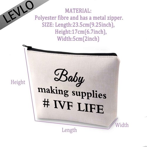 LEVLO Funny IVF Mom Gift IVF Infertility Makeup Bag Baby Making Supplies IVF Lucky Transfer Cosmetic Bag for Women (Baby Making Supplies)